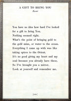 A Gift To Bring You Art Print - Poetry Collection
