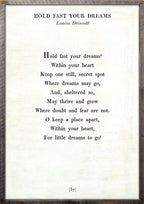 Hold Fast Your Dreams Art Print - Poetry Collection