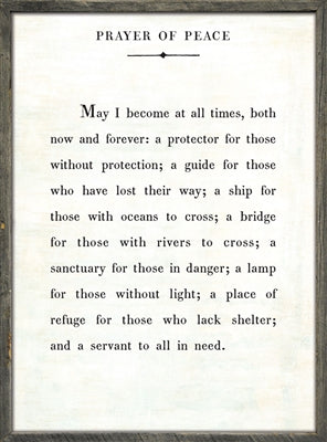 Prayer of Peace Art Print - Grey Wood