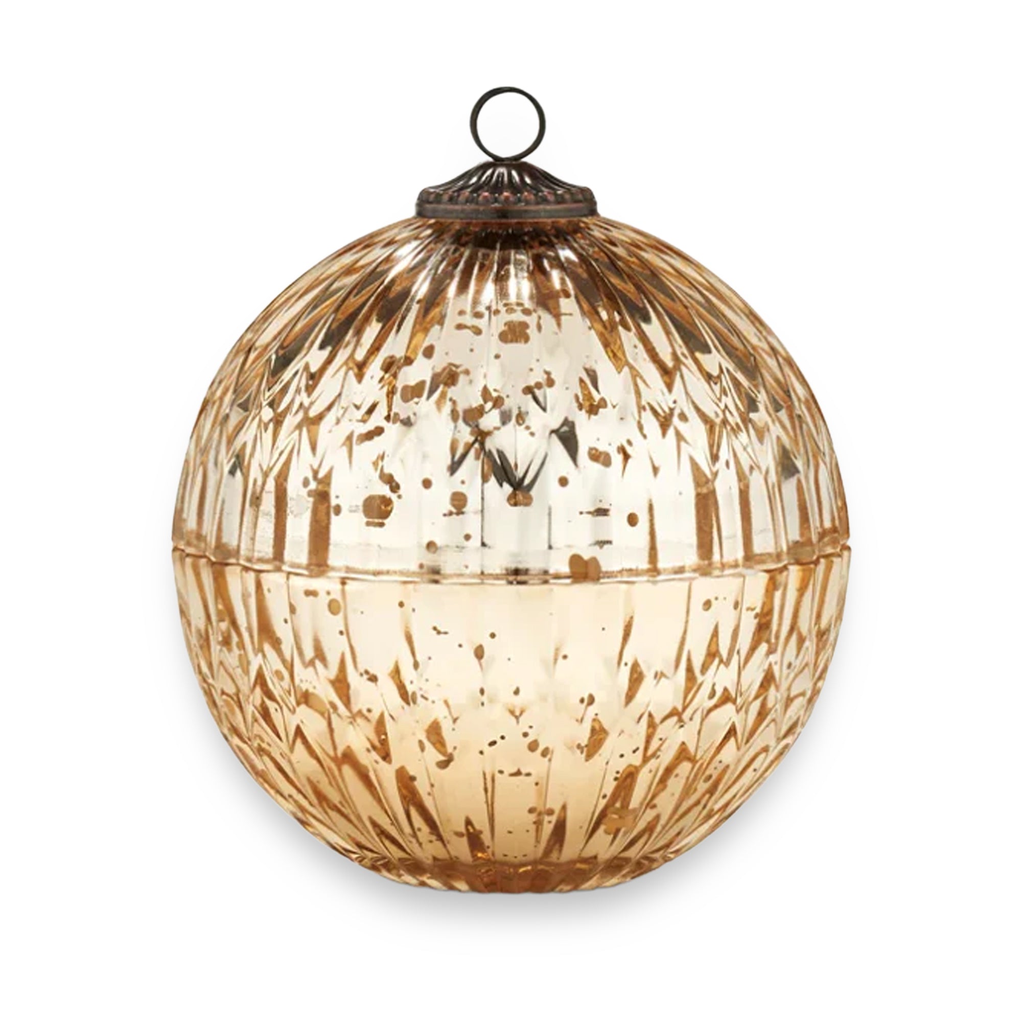 Winter White Glass Mercury Ornament Candle