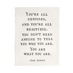 ***You're All Geniuses (John Lennon) Handmade Paper Print - 12"x16"