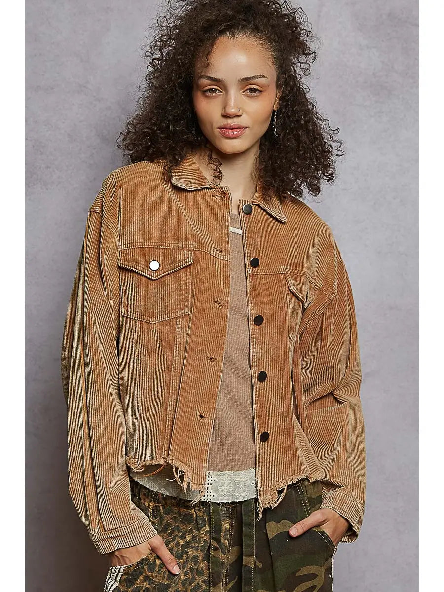 Pocket Front Corduroy Trucker Jacket