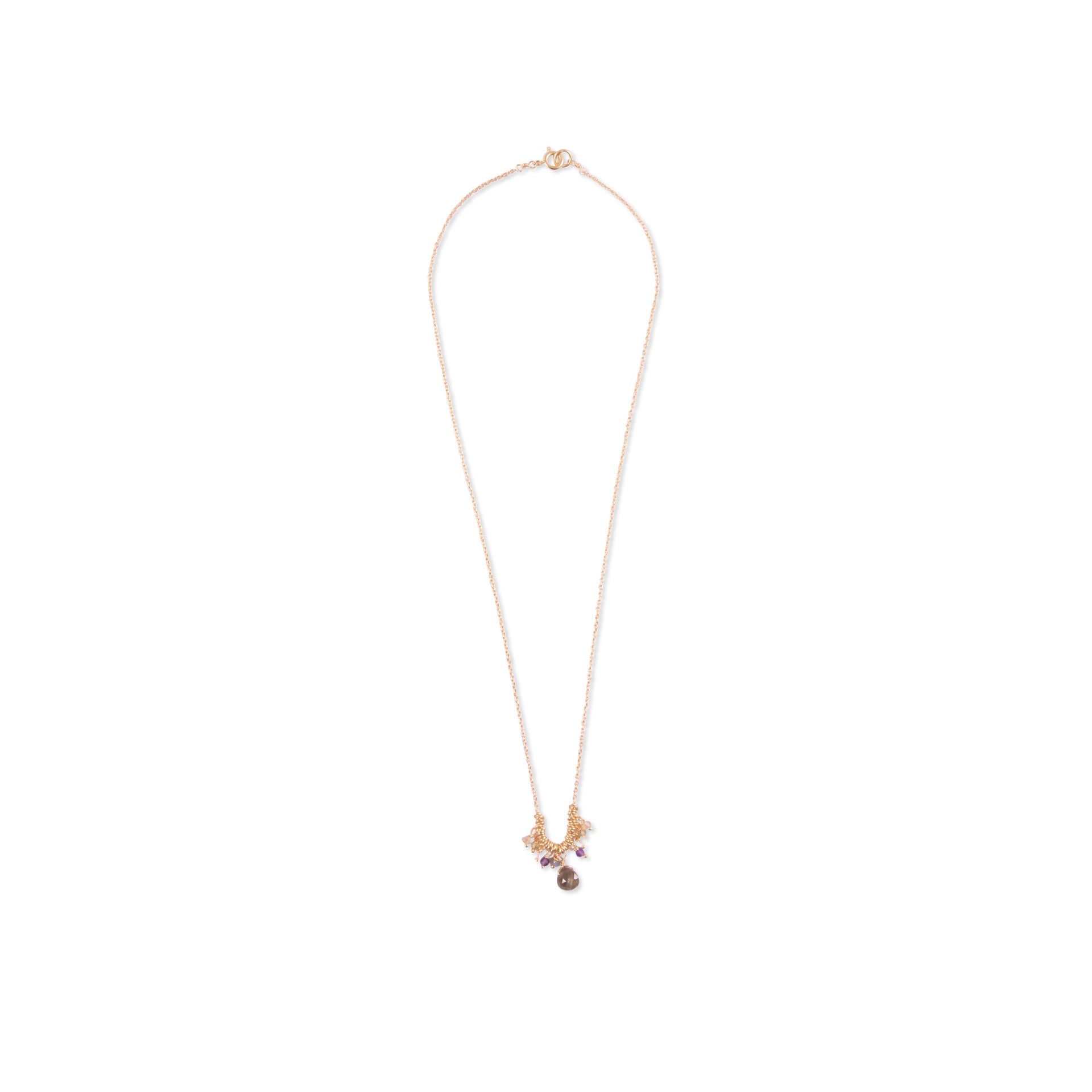 ***Gold Plated Necklace with Multi-color Beads and Gold Plated Charms 16" + 2" extender