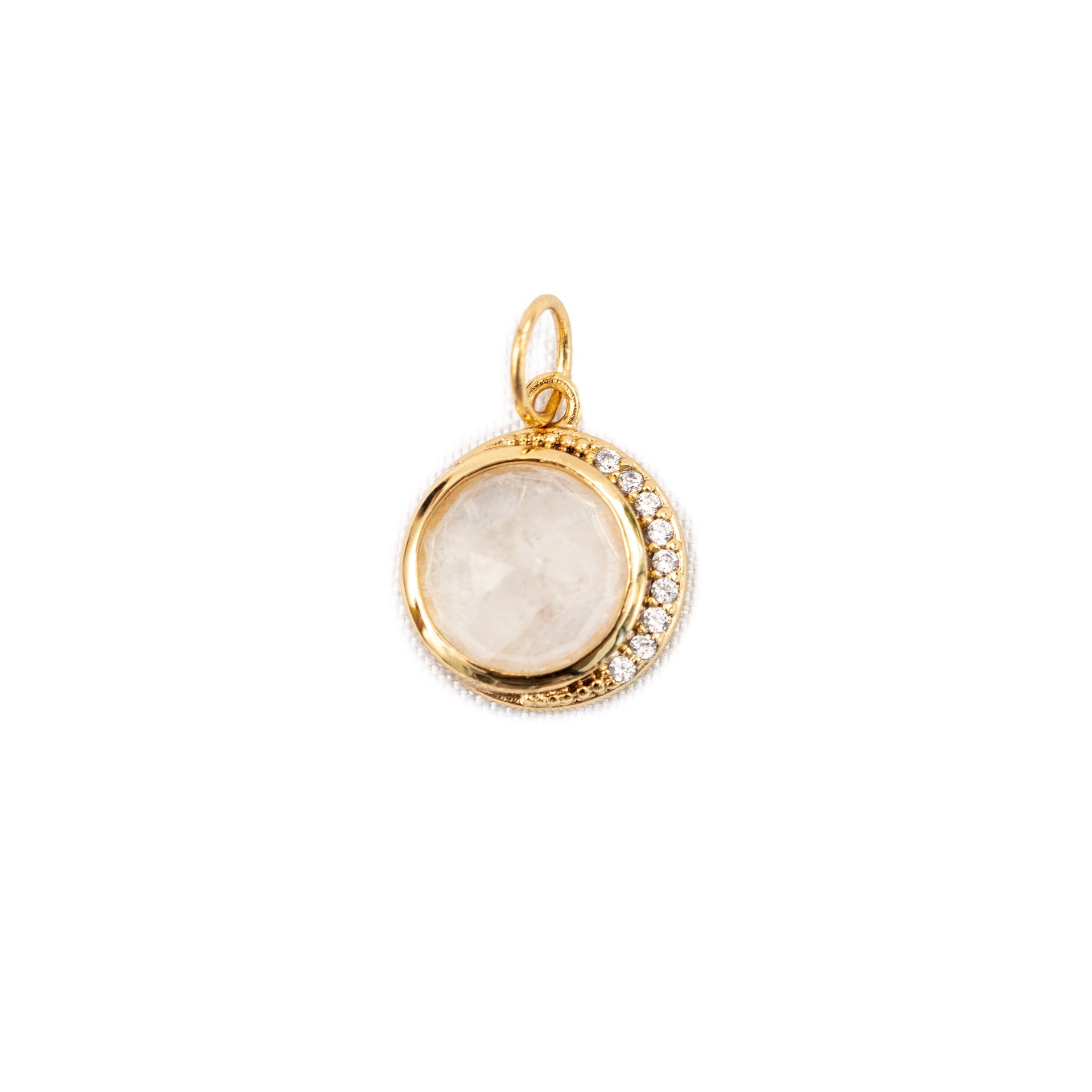 ***Rainbow Moonstone and Crescent Moon Charm - 0.4"
