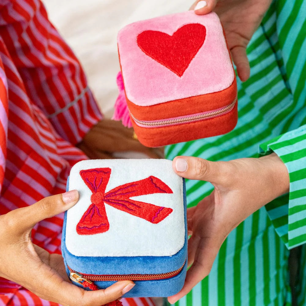 Ariel Heart Velvet Jewelry Box  Pink