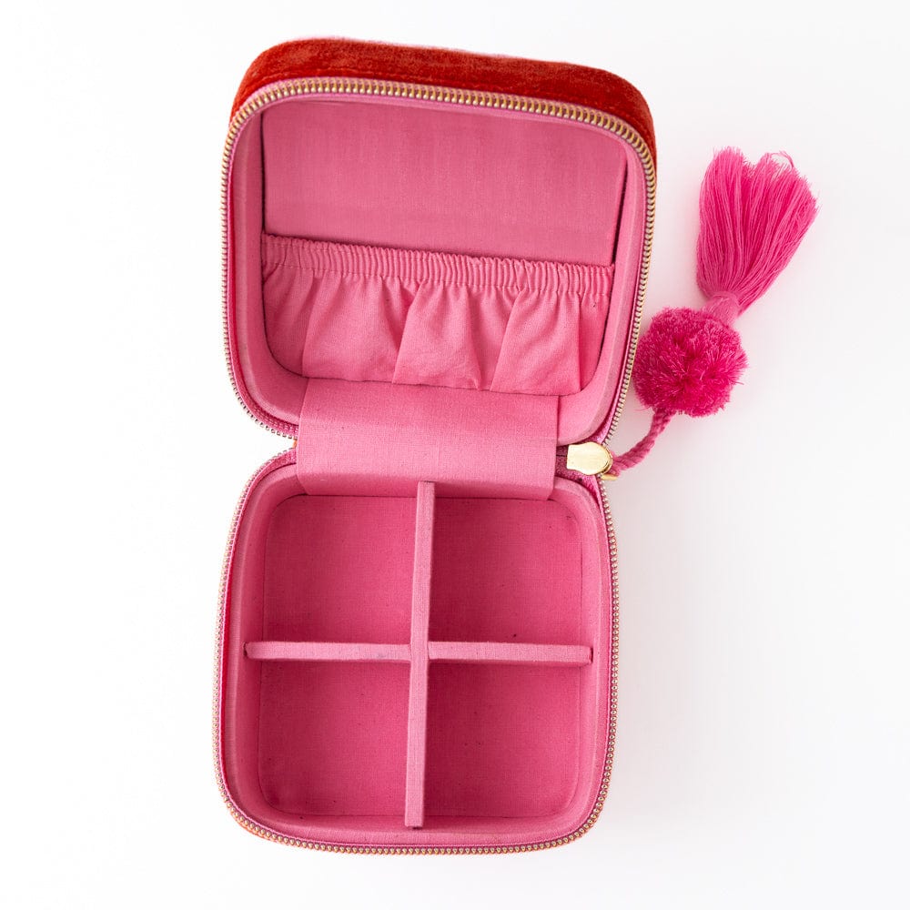 Ariel Heart Velvet Jewelry Box  Pink