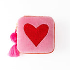 Ariel Heart Velvet Jewelry Box  Pink
