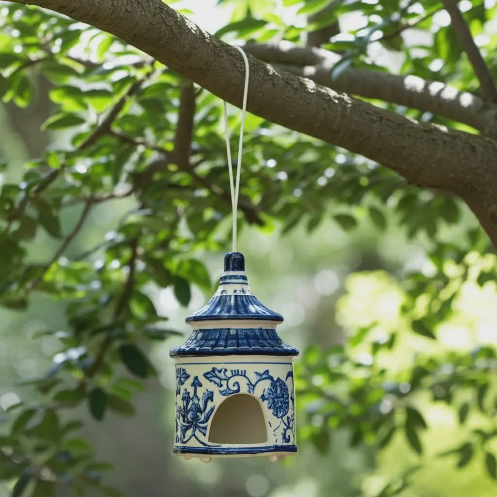 Ceramic Chinoiserie Pagoda Bird House
