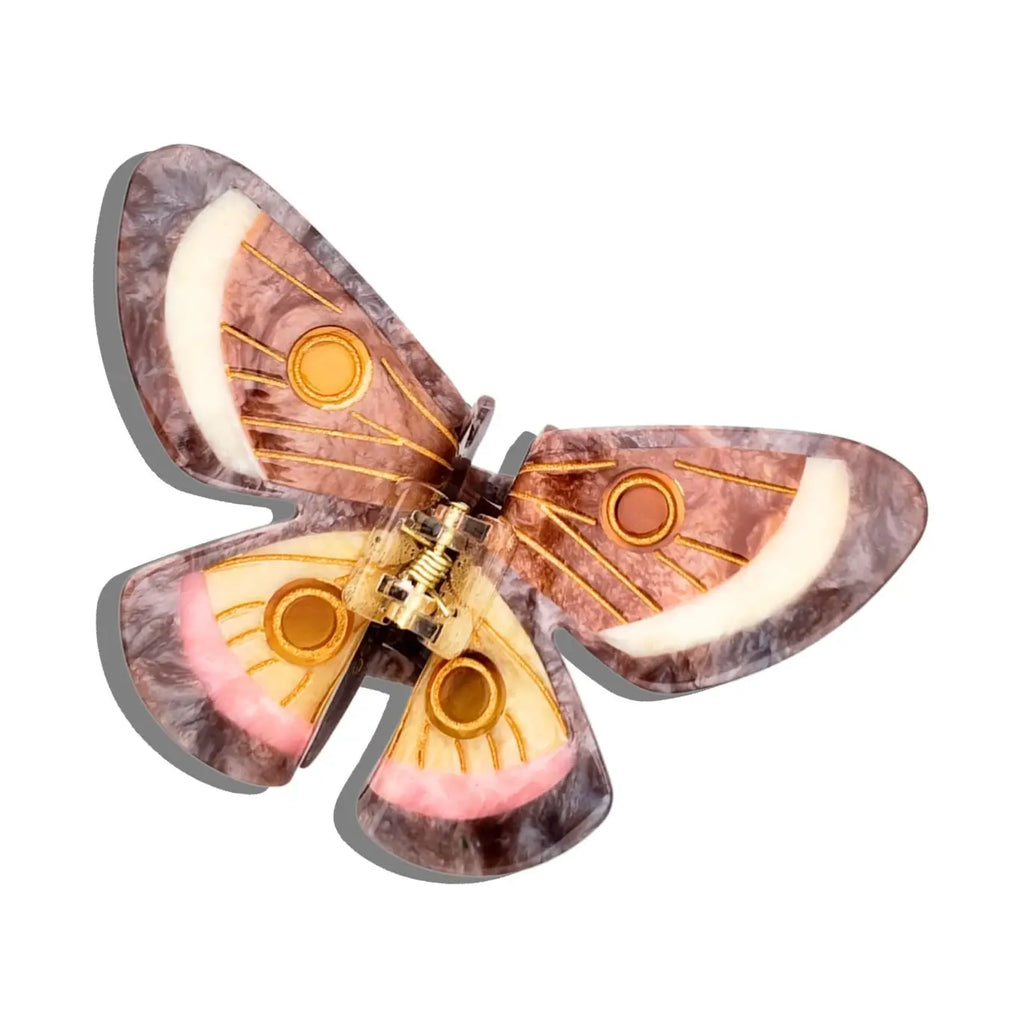 Hand-Painted Emperor Silk Moth Claw Hair Clip