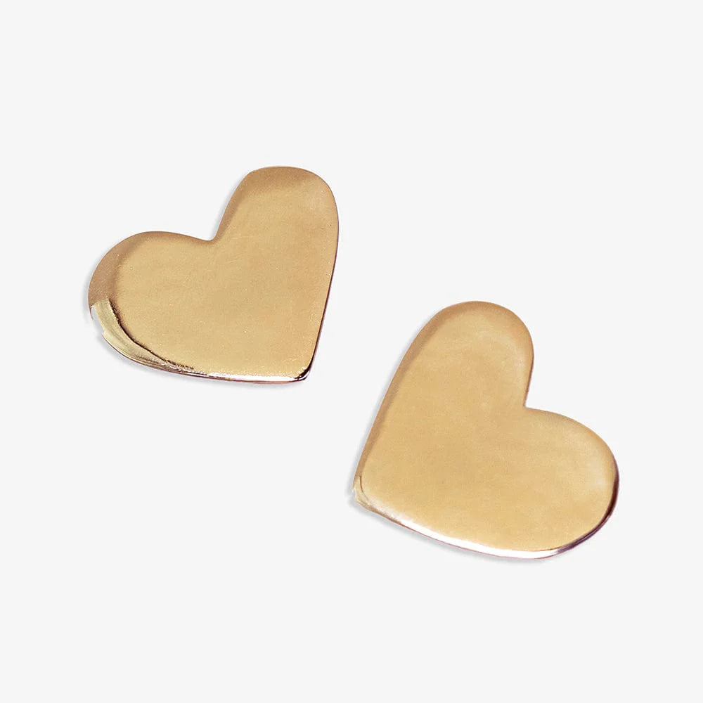 Bella Heart Large Stud Earrings Brass