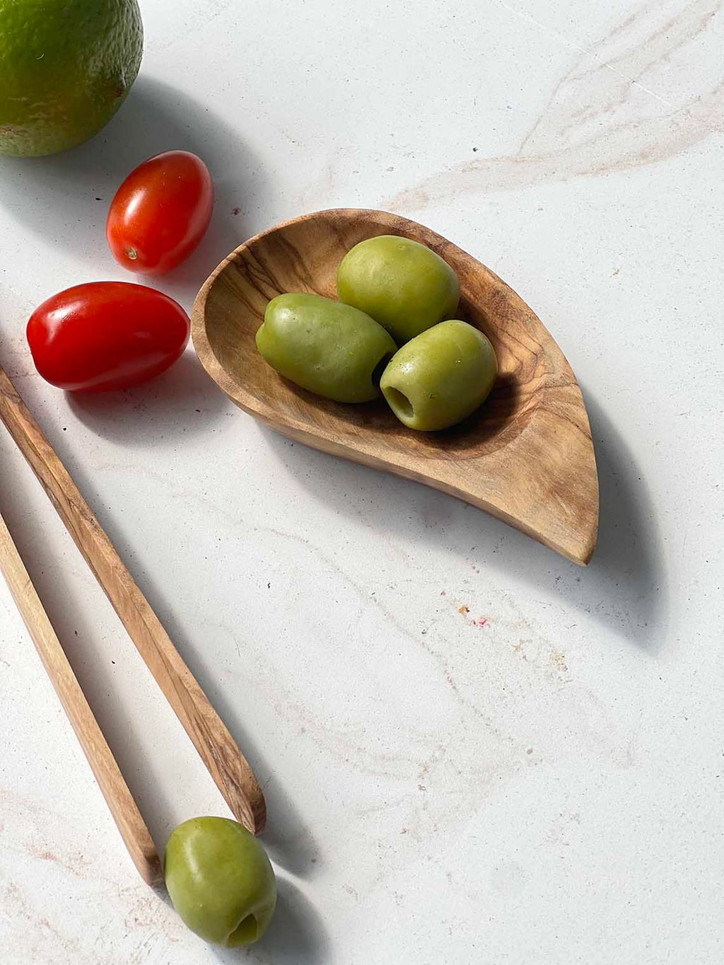 Olive Wood Small Drop Shape Olive Bowl 4″