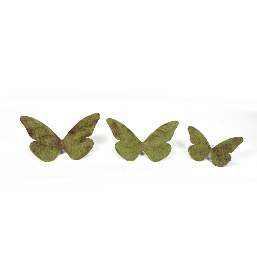 Small Verdigris Butterfly Installation - Large 3.5" x 3.5"