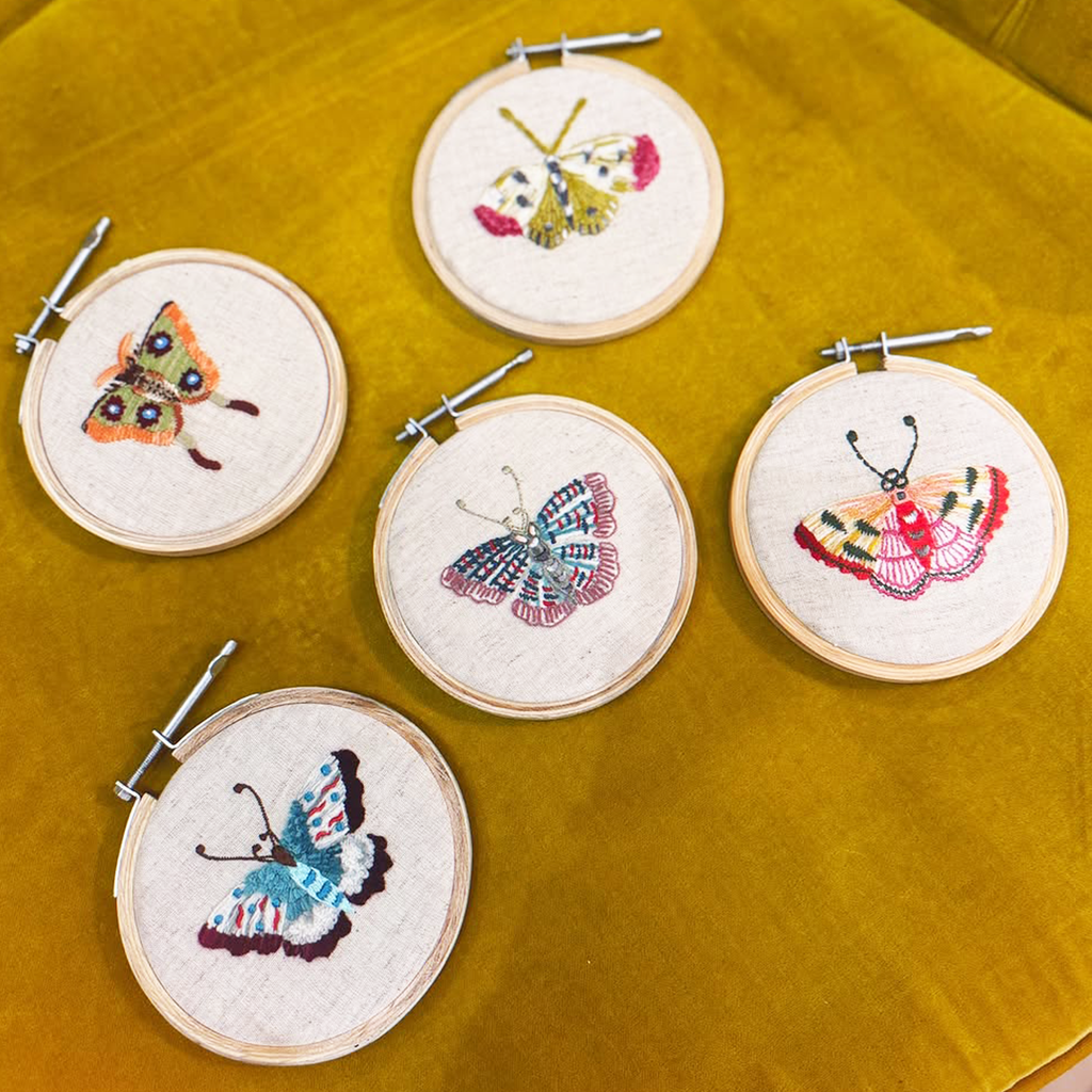 Butterfly Small Embroidery Hoop Collection - Orange & Green Wing