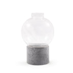 ***Small Round Glass Dome Vase on Green Marble Base - 4" x 4" x 6"