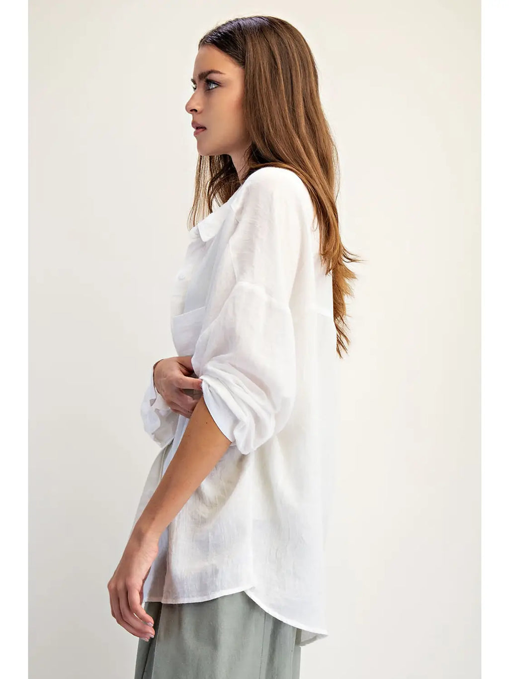 Soft Linen Blend Shirt, White