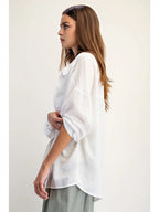 Soft Linen Blend Shirt, White