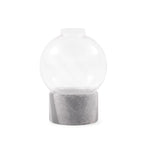 ***Medium Round Glass Dome Vase on Charcoal Marble Base - 5.75" x 5.75" x 8.5"