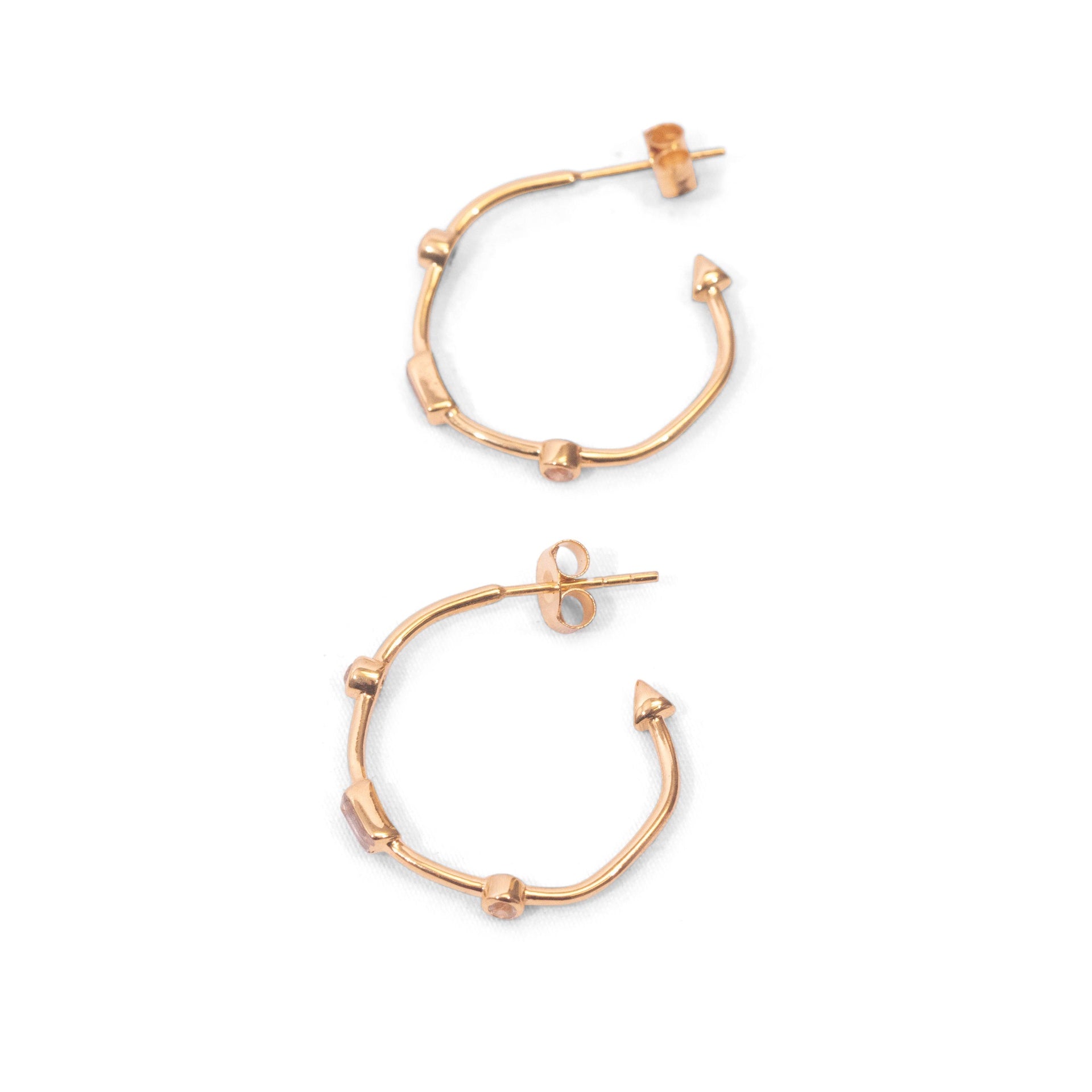 ***White Topaz Baguette Hoops - Gold Plated Brass