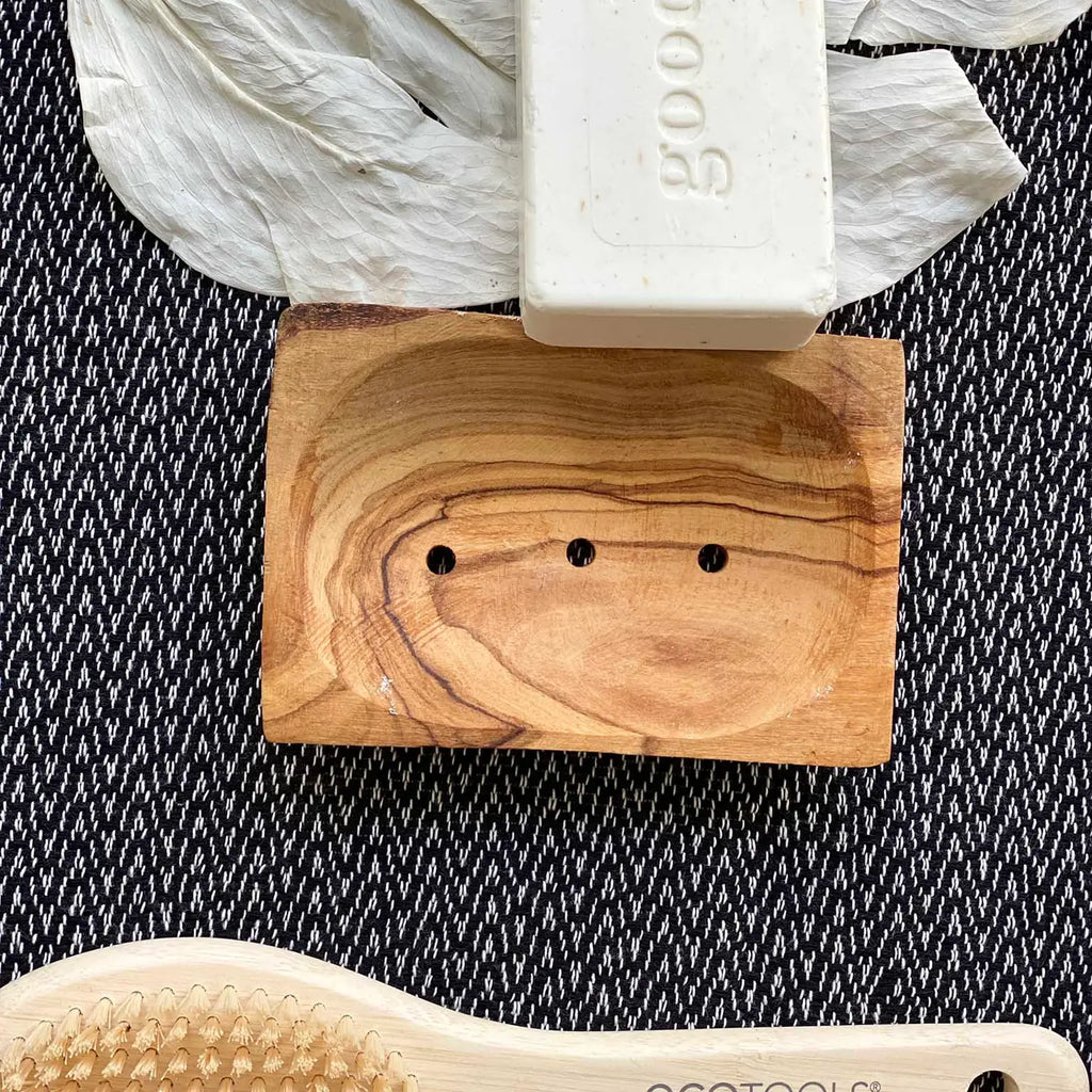 Olive Wood Rectangular Soap Dish 5"