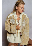 Paisley Patch Detail Quilted Woven Twill Jacket, Natural
