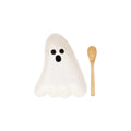 Stoneware Ghost Shaped Dish w Spoon, S/2
