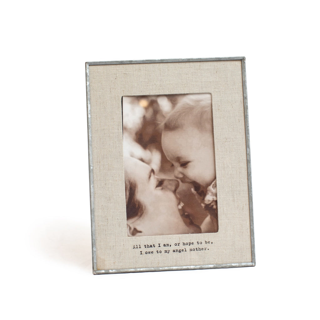 My Angel Mother Linen Zinc Frame - Vertical