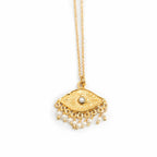 ***White Pearl Evil Eye Necklace
