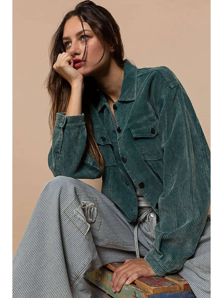 Pocket Front Corduroy Trucker Jacket
