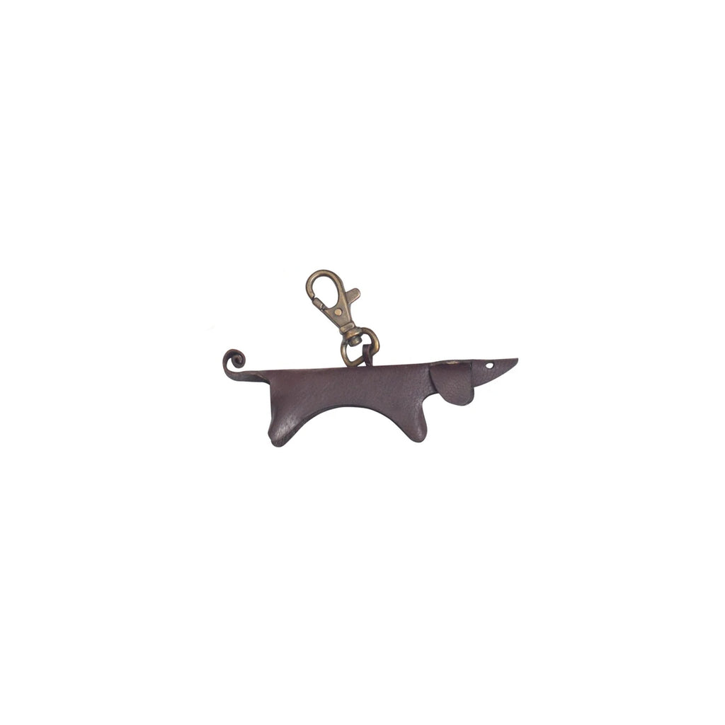 Brown Dachshund Leather Keychain
