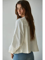 Woven Polyester Nylon Sheer Lace Detail Blouse