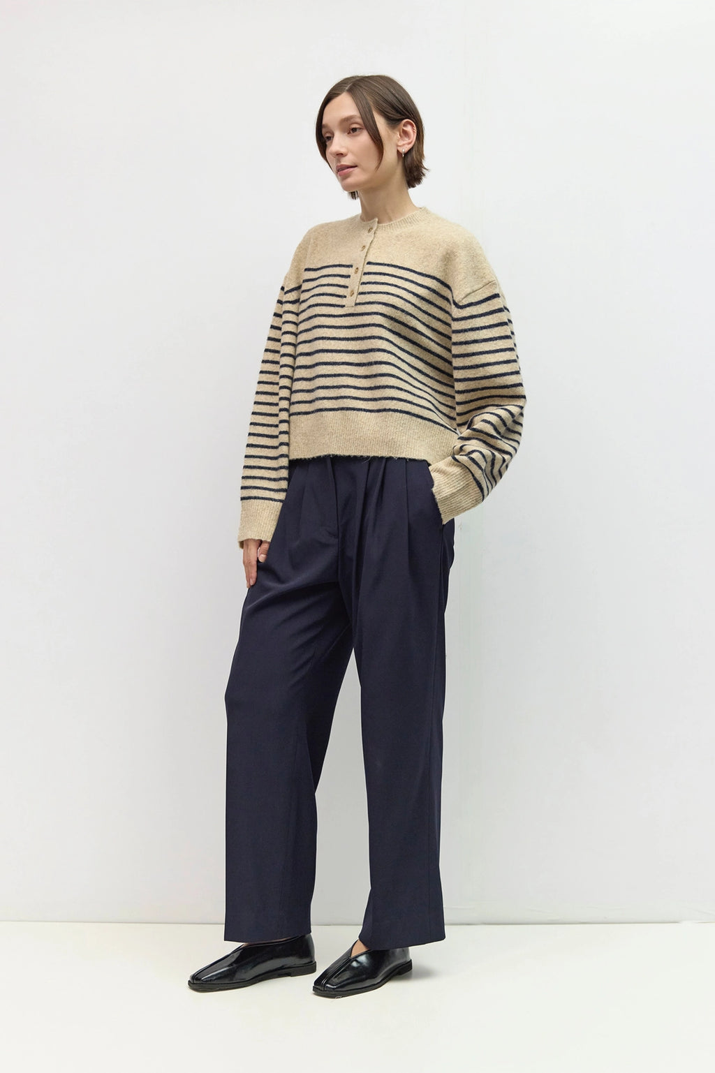 Button Down Striped Sweater