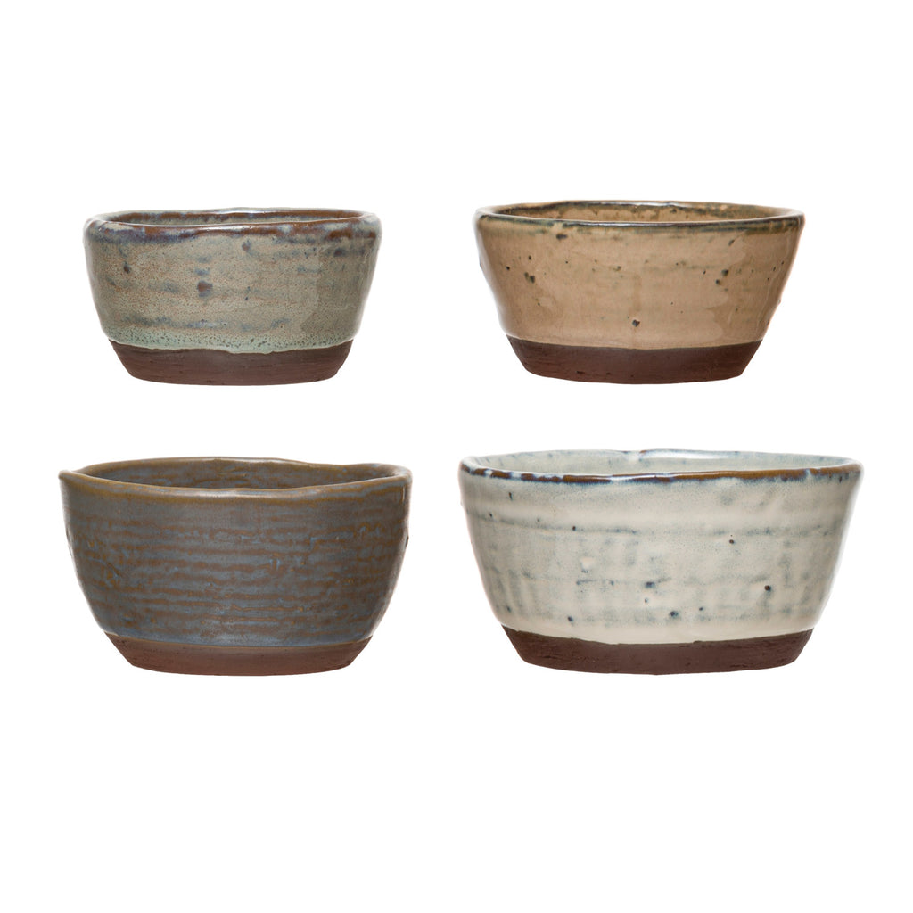 Stoneware Bowl with Reactive Glaze, Set of 4