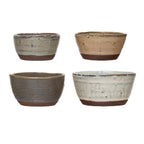 Stoneware Bowl with Reactive Glaze, Set of 4