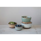 Stoneware Bowl with Reactive Glaze, Set of 4