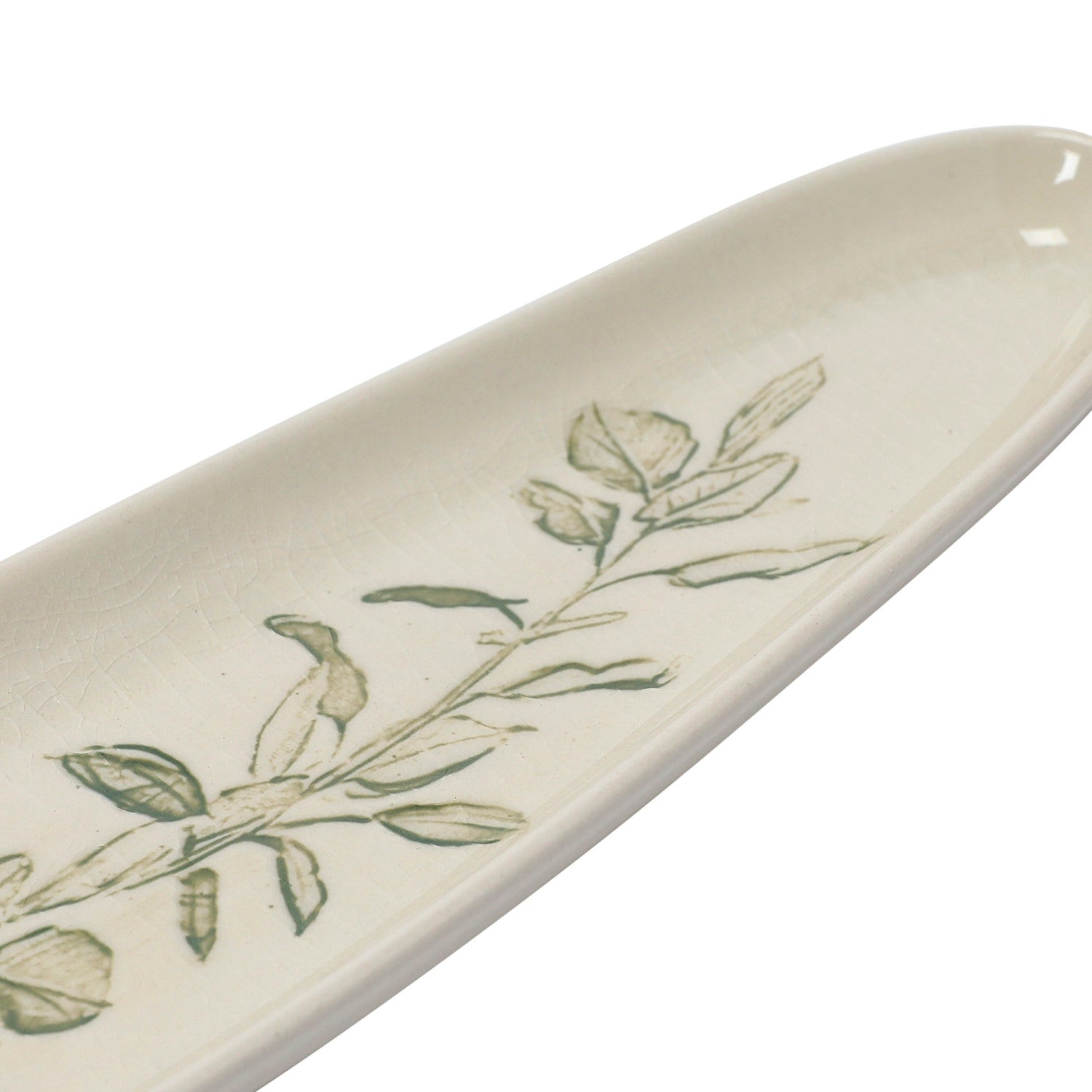 Oval Debossed Stoneware Tray with Botanical
