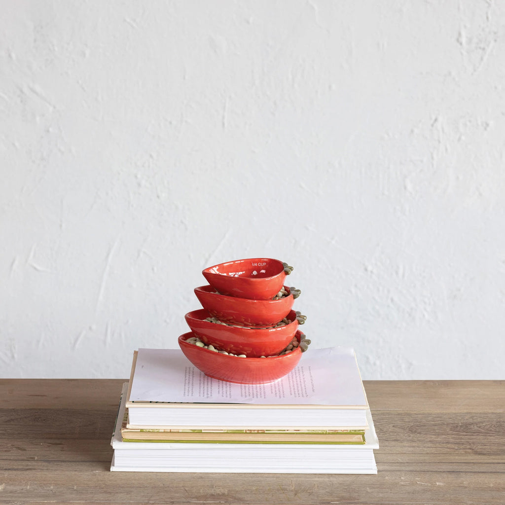 Hand-Painted Strawberry Measuring Cups, Set of 4