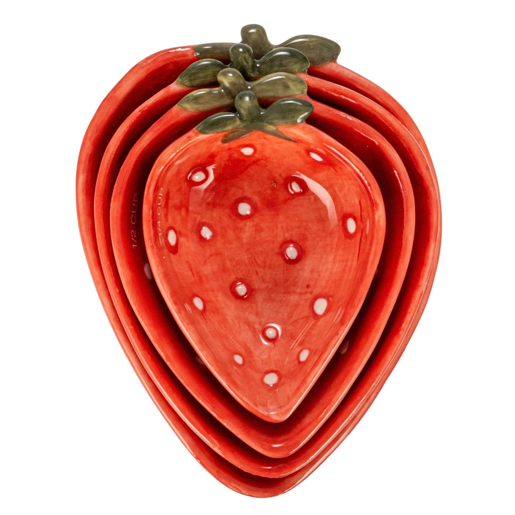 Hand-Painted Strawberry Measuring Cups, Set of 4