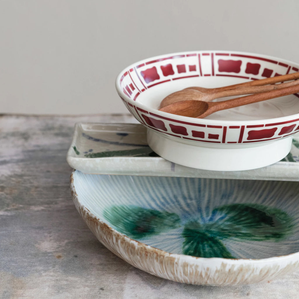 Stoneware Bowl, Reactive Crackle Glaze, 11-1/2"
