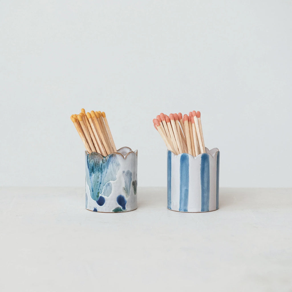 Stoneware Matchstick Holder with Striker