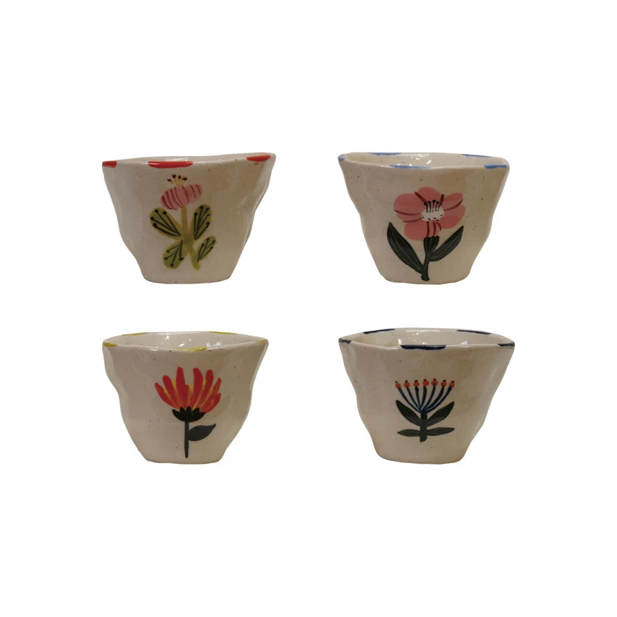 Hand-Painted Stoneware Cup w/ Flower Image, Various