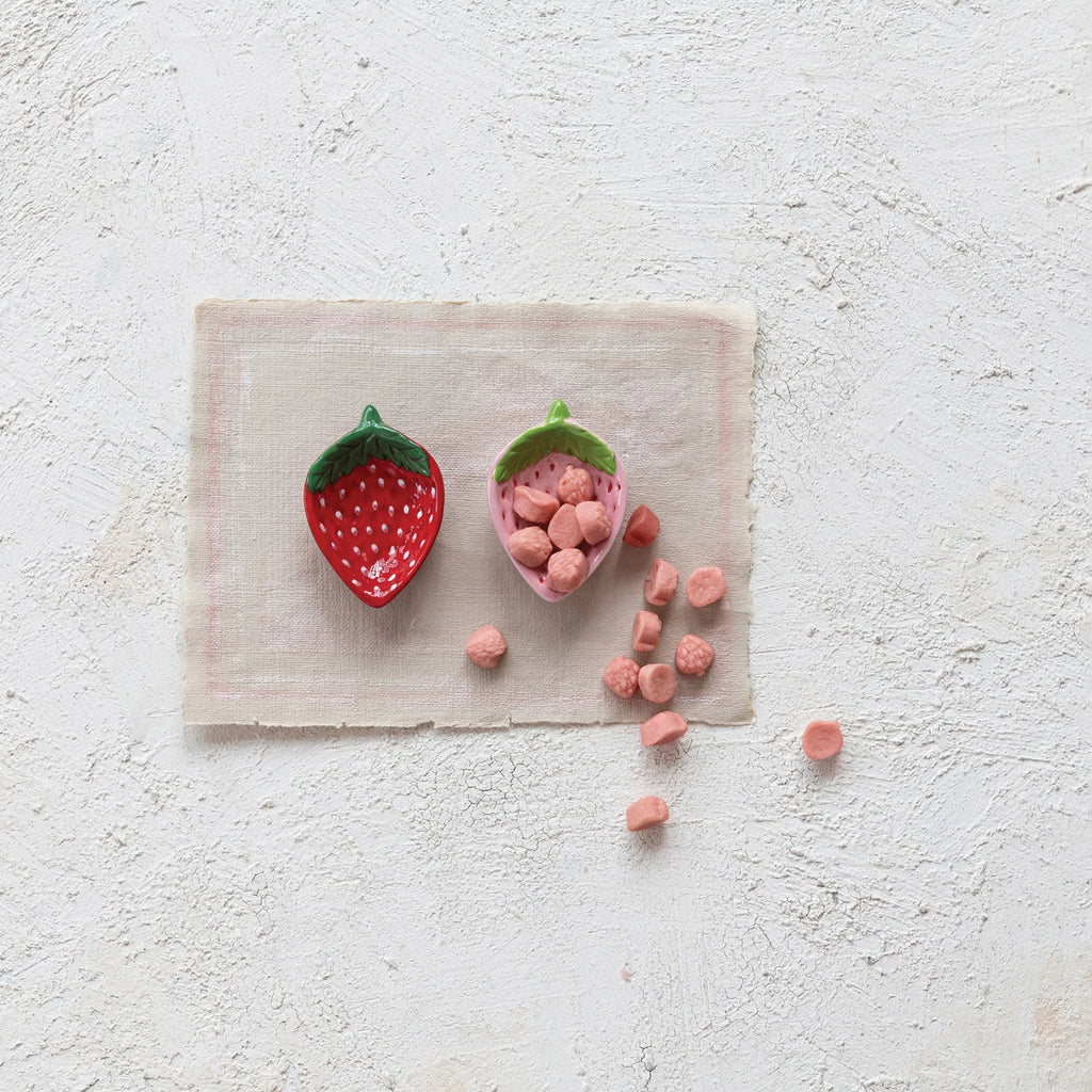 Hand-Painted Ceramic Strawberry Dish