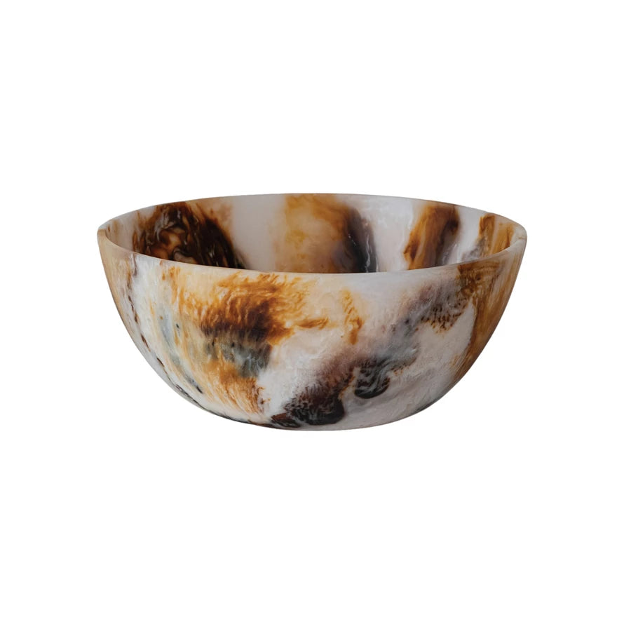 Marbled Resin Bowl, Brown & Cream Color