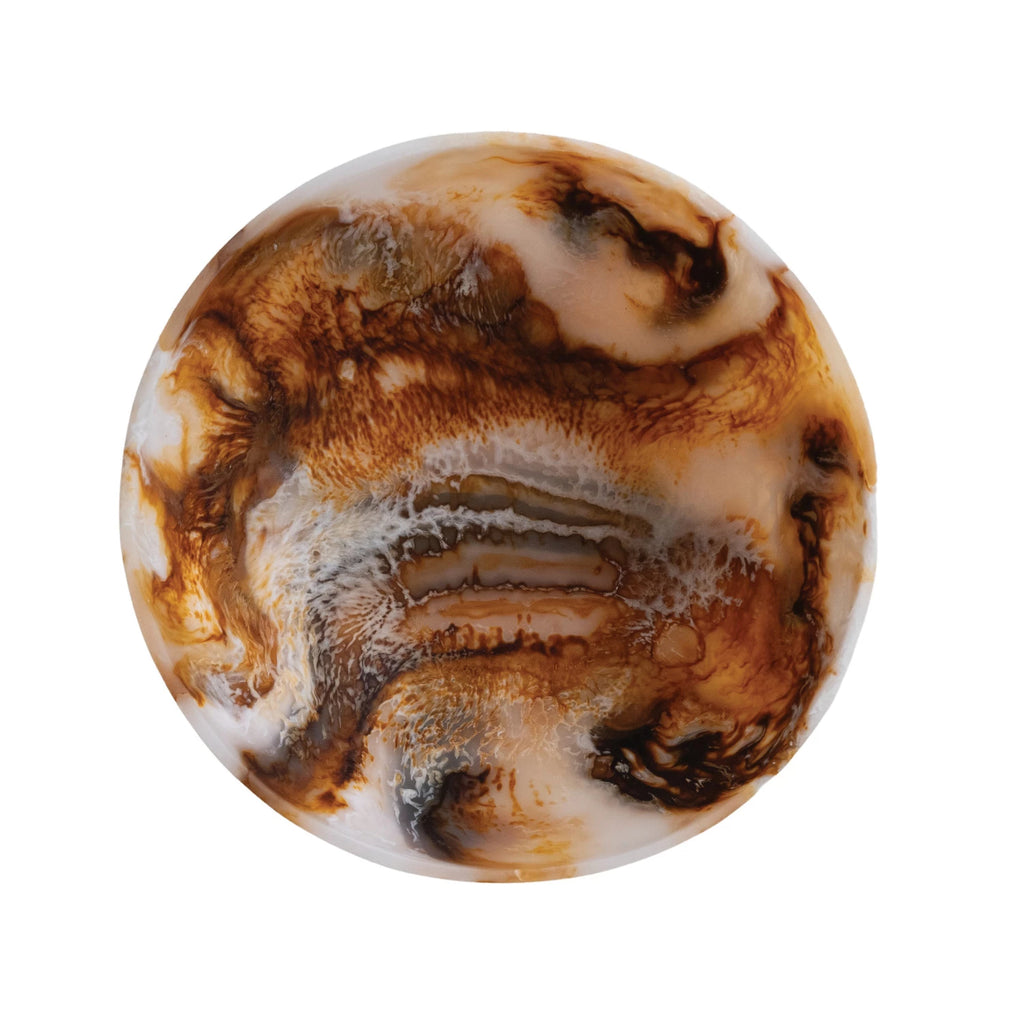Marbled Resin Bowl, Brown & Cream Color