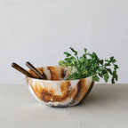 Marbled Resin Bowl, Brown & Cream Color