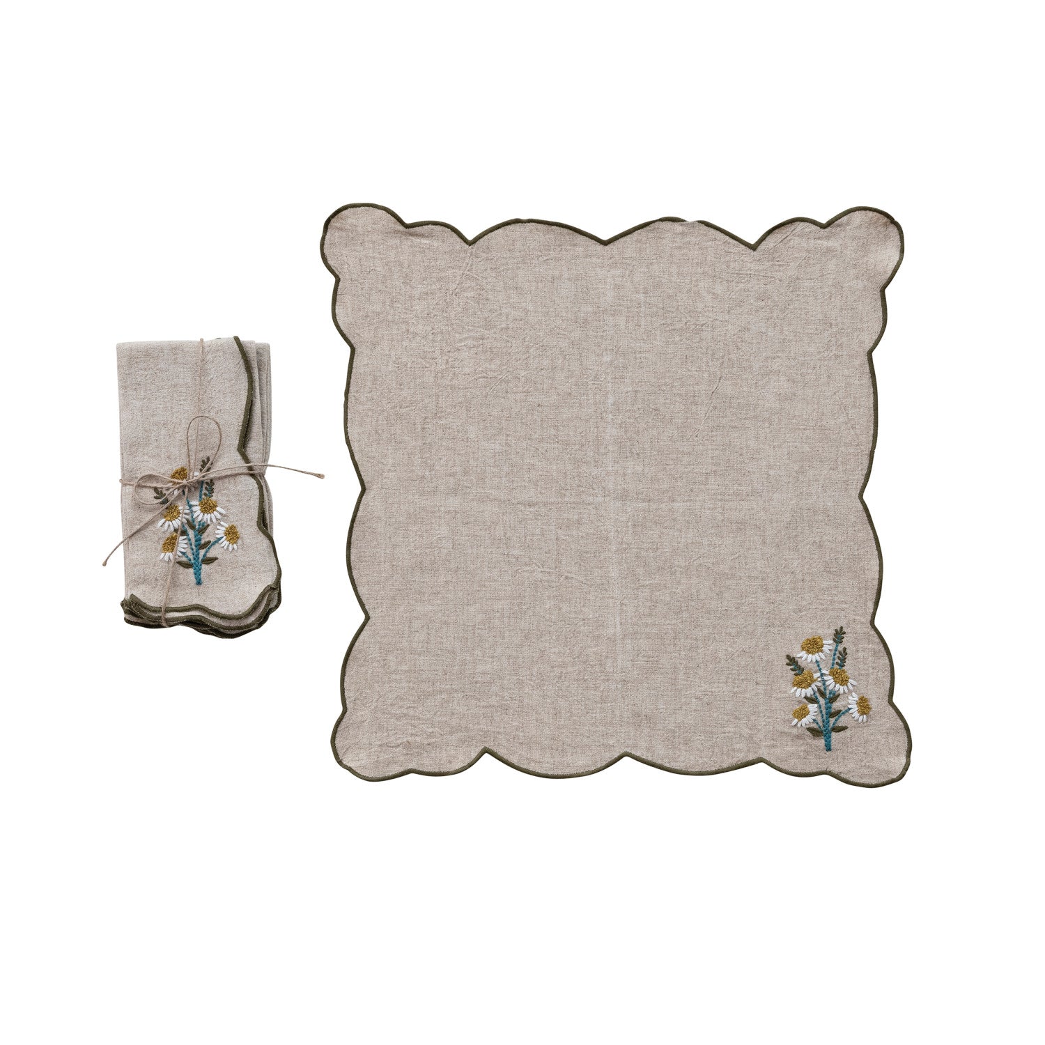 Scalloped Napkins with Contrasting Stitch