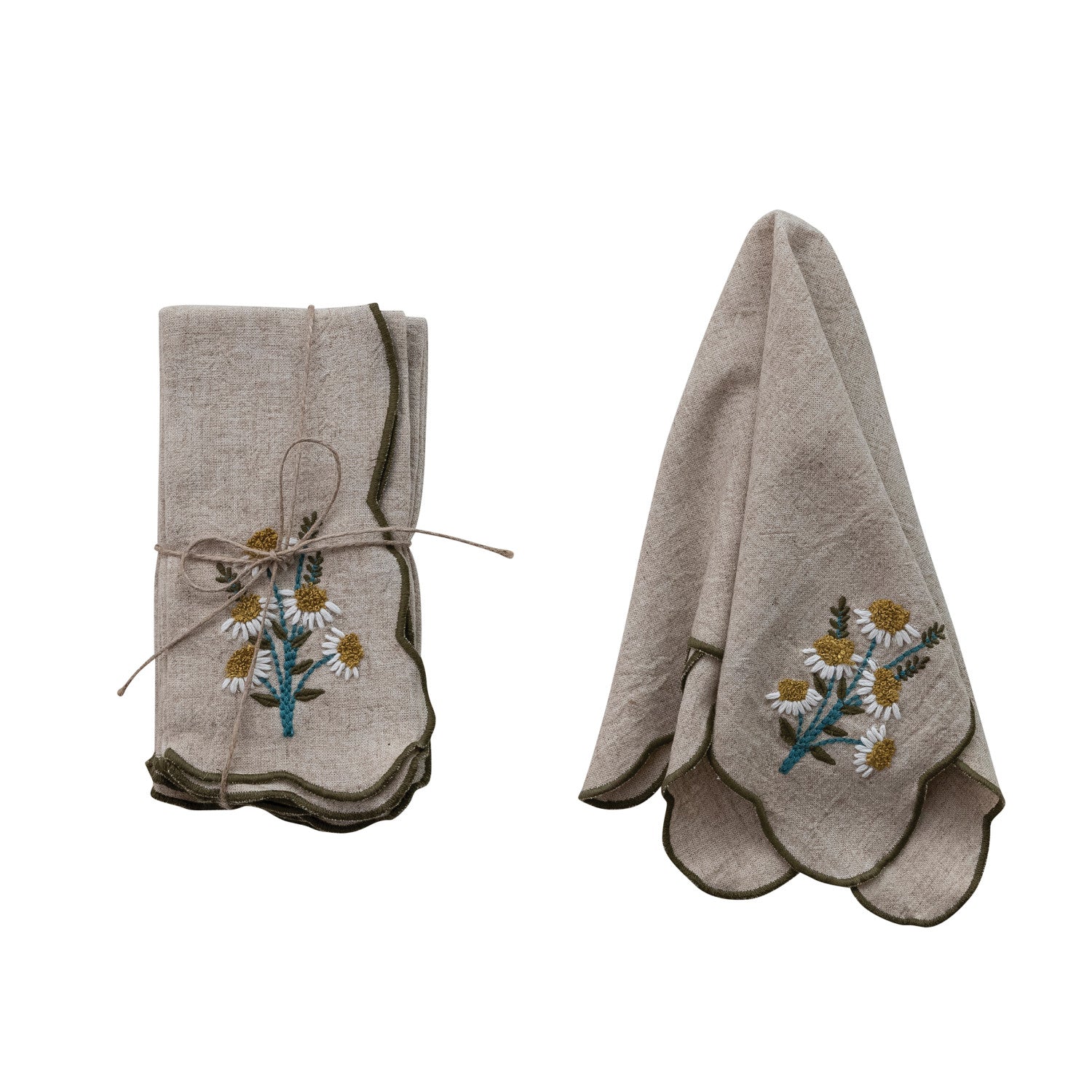 Scalloped Napkins with Contrasting Stitch