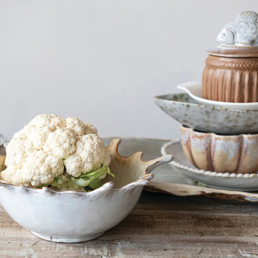 Stoneware Sunburst Bowl - Cream