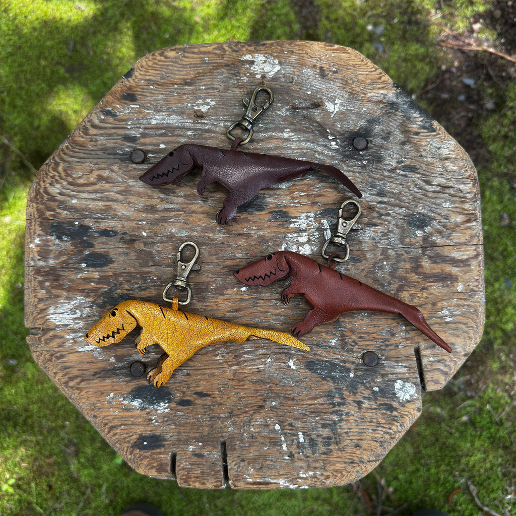 Leather Dinosaur Keychain