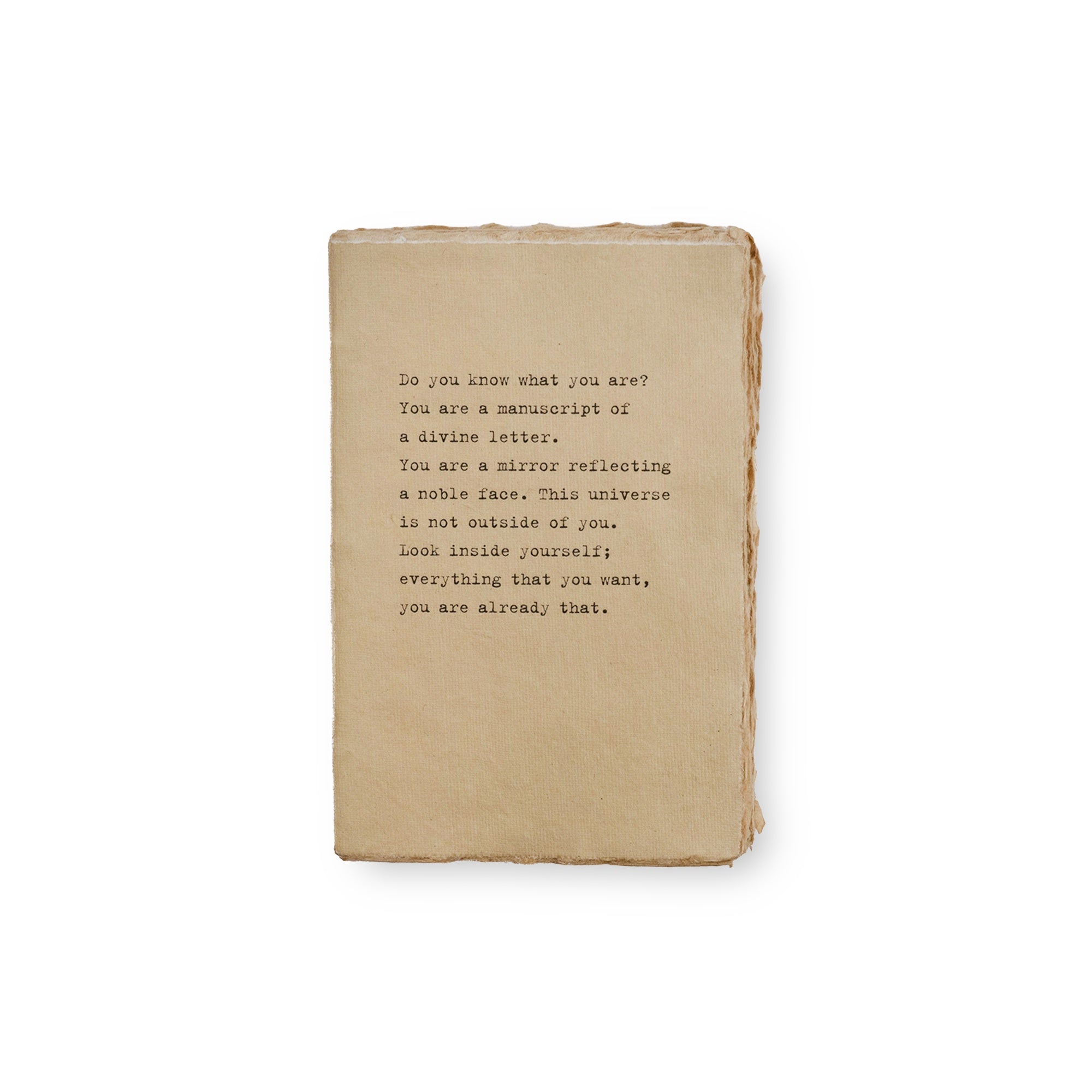 Medium Do You Know (Rumi) Deckled Edge Notebook 4"x6" - Sand