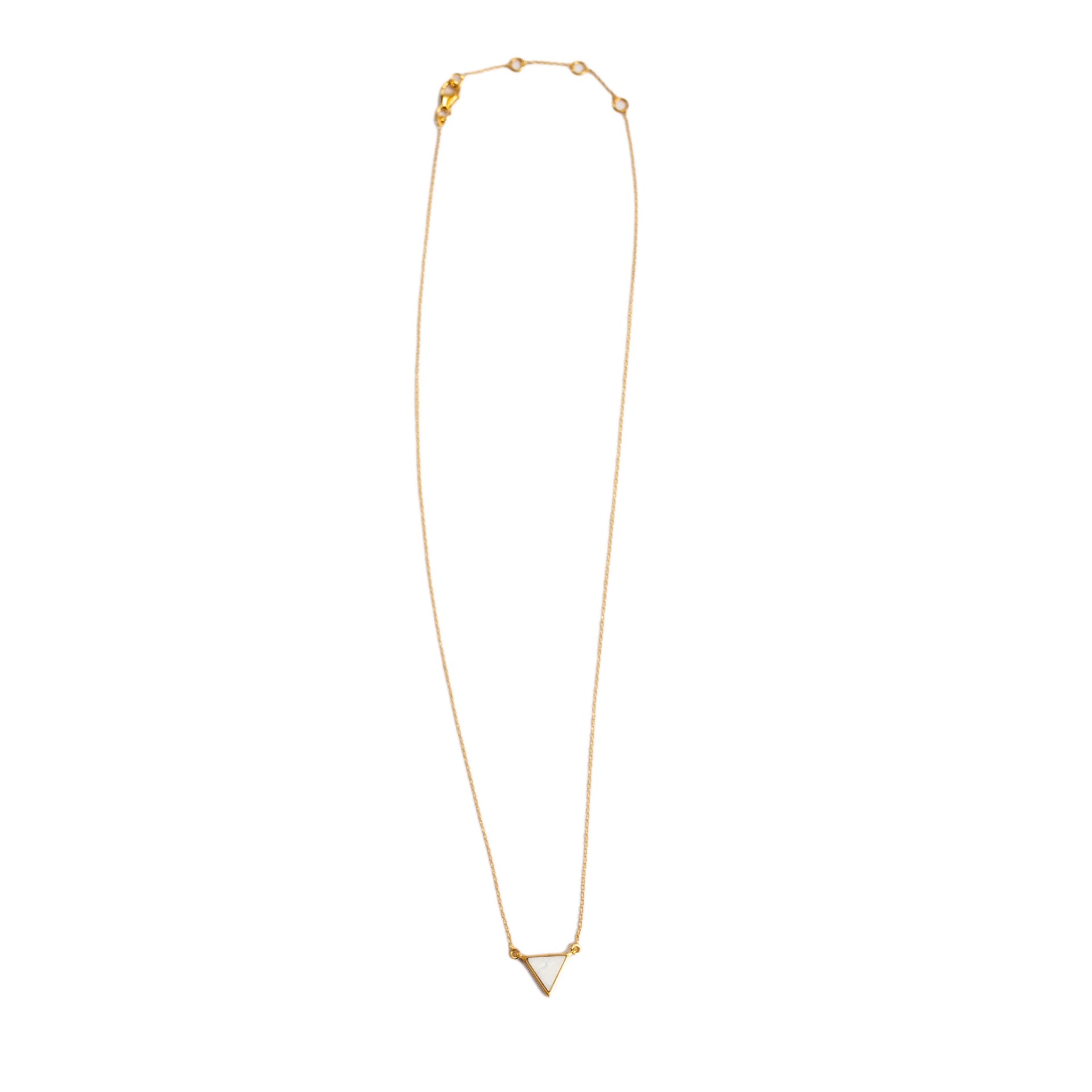 ***Gold Plated Mother of Pearl Triangle Necklace 16" + 2" extender